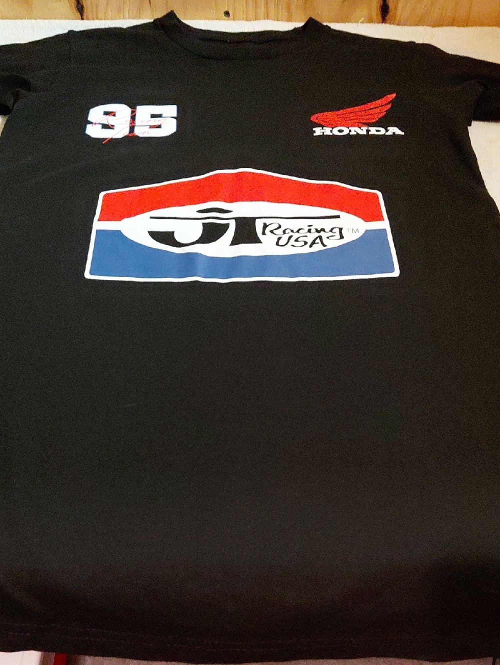 JT Racing Honda 95 Racing Team Black Motocross Tee, NWOT, Size Small